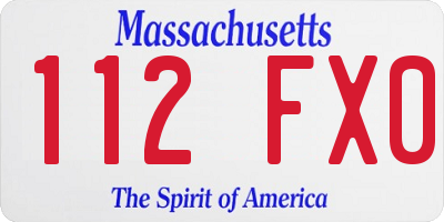 MA license plate 112FX0