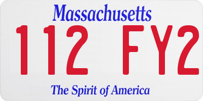MA license plate 112FY2