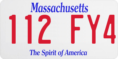 MA license plate 112FY4