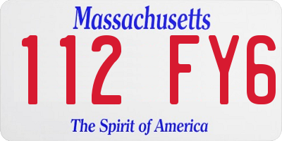 MA license plate 112FY6