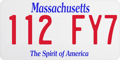 MA license plate 112FY7