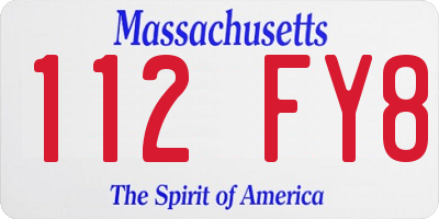 MA license plate 112FY8