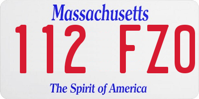 MA license plate 112FZ0