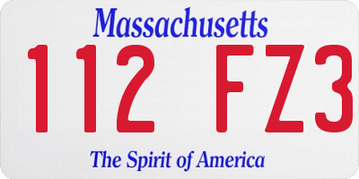 MA license plate 112FZ3