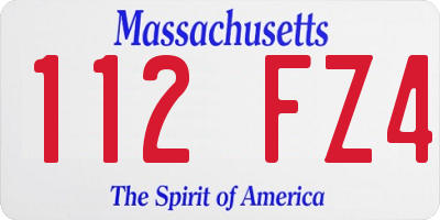 MA license plate 112FZ4