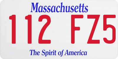 MA license plate 112FZ5