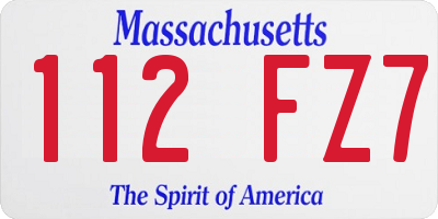 MA license plate 112FZ7