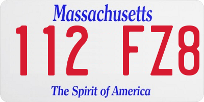 MA license plate 112FZ8