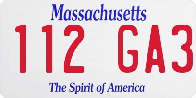 MA license plate 112GA3