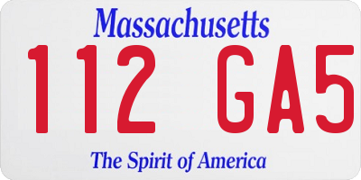 MA license plate 112GA5