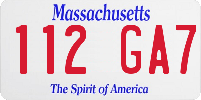 MA license plate 112GA7
