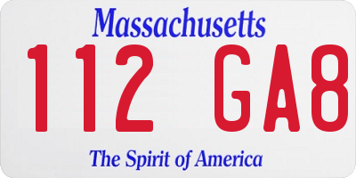 MA license plate 112GA8
