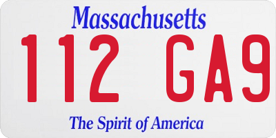 MA license plate 112GA9