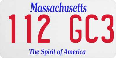 MA license plate 112GC3