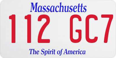 MA license plate 112GC7