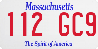 MA license plate 112GC9