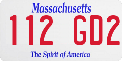 MA license plate 112GD2