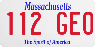 MA license plate 112GE0