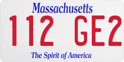 MA license plate 112GE2