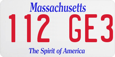 MA license plate 112GE3