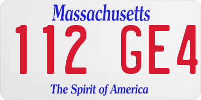 MA license plate 112GE4