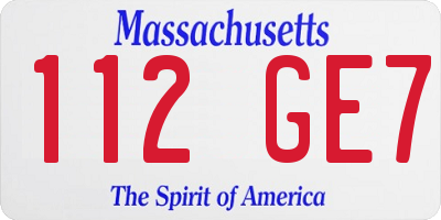 MA license plate 112GE7