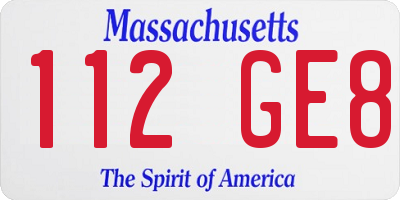 MA license plate 112GE8