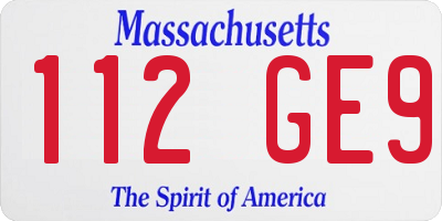MA license plate 112GE9