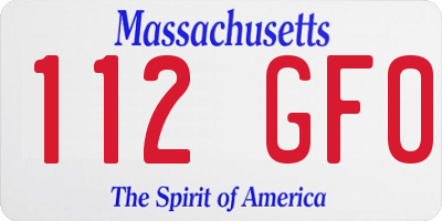 MA license plate 112GF0