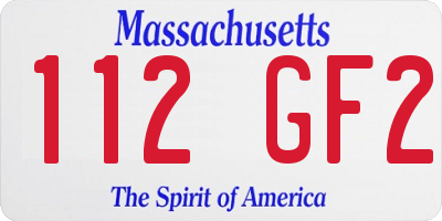 MA license plate 112GF2
