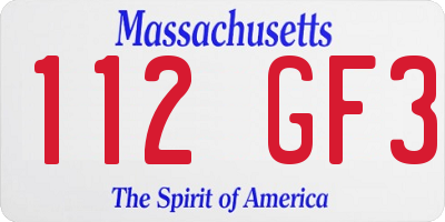 MA license plate 112GF3