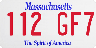 MA license plate 112GF7