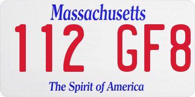 MA license plate 112GF8