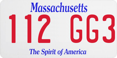 MA license plate 112GG3