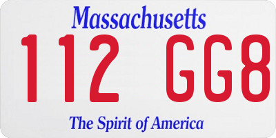 MA license plate 112GG8