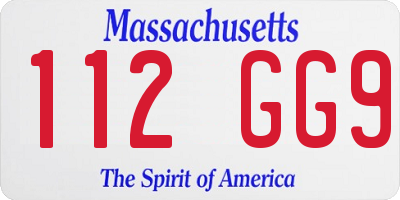 MA license plate 112GG9