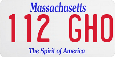 MA license plate 112GH0