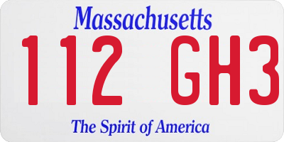 MA license plate 112GH3