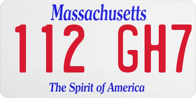MA license plate 112GH7