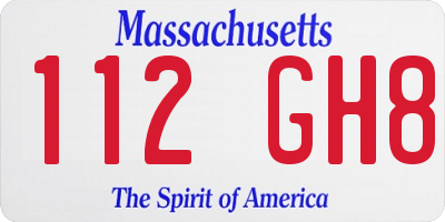 MA license plate 112GH8