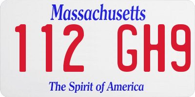 MA license plate 112GH9