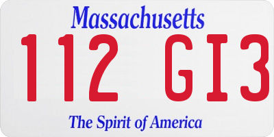 MA license plate 112GI3