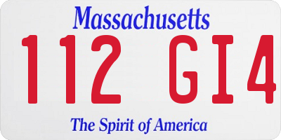 MA license plate 112GI4