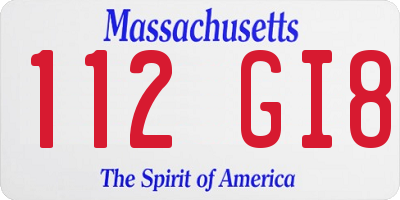 MA license plate 112GI8