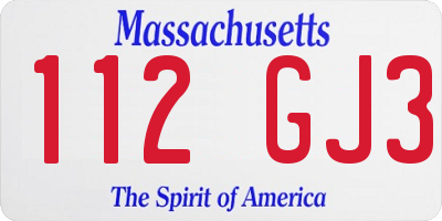 MA license plate 112GJ3