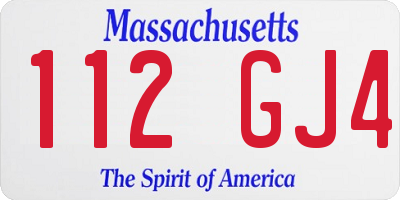 MA license plate 112GJ4