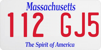 MA license plate 112GJ5