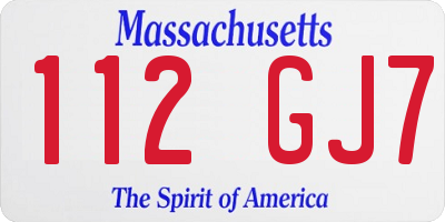 MA license plate 112GJ7