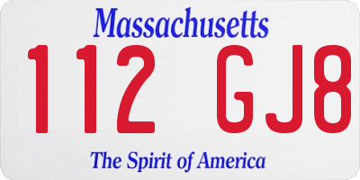 MA license plate 112GJ8