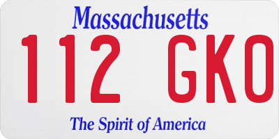 MA license plate 112GK0